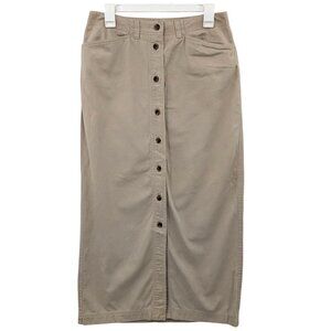 Vintage Y2K Button Up Mid Skirt Size 8 Minimalist Preppy Office Academia Neutral